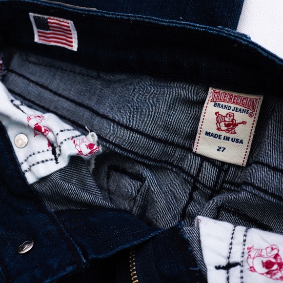 True Religion Tori Dark Wash Denim Embellished Jeans Pockets Size 27 x 30 - Picture 10 of 16